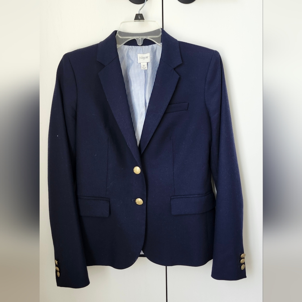 J. Crew Dark Blue Blazer with Brass Accents